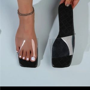 Clear Quilted Sole Slide Sandals